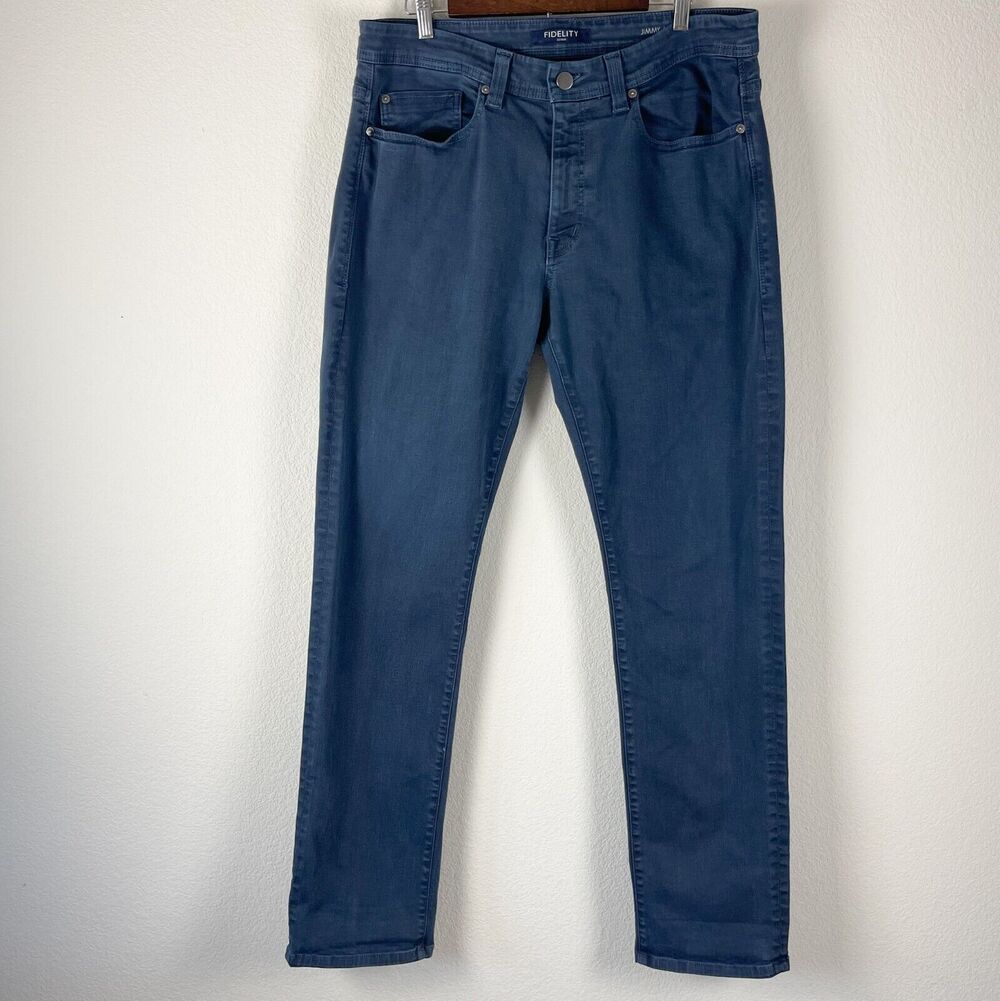 Fidelity Jimmy Karma Twill Jeans Mens 38x34 Blue Dark Sea Straight Stretch